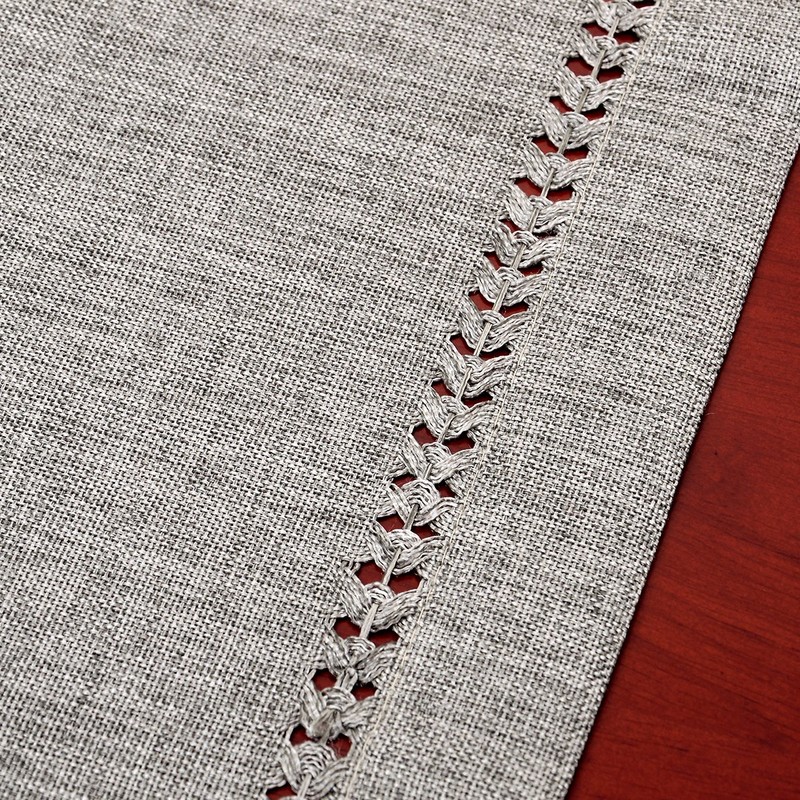 Grelucgo Handmade Hemstitch Gray Dining Table Runner Or Dresser Scarf