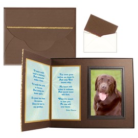 "If Tears Could Build a Stairway" Pet Loss Sympathy Picture Frame Gift and Memorial, with optional custom photo editing, Rich Dark Brown with Foil Accent