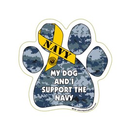 My Dog and I Support The Navy Paw Magnet by Magnetic Pedigrees is 5.5" x 5.5" Made for Vehicles and Refrigerators
