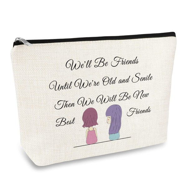 Best Friend Gift Makeup Bag Friendship Gifts for Girls Women Travel Cosmetic Bag Bestie Gift Soul Sister BFF Coworker Christmas Birthday Gift for Her Make Up Pouch Best Friend Birthday Gift