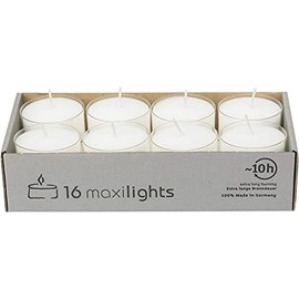 Richard Wenzel GmbH, Aschaffenburg 16 Maxi Tea Lights Diameter 54 mm in Acrylic Cup Burning Time Approx. 8-9 Hours (31-1530-16)