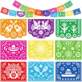 DomeStar Mexican Party Banner, 18 Feet Fiesta Banner Cinco de Mayo Decor Papel Picado Decorations PVC Mexican Fiesta Garland for Dia De Los Muertos Mexican Party Supplies