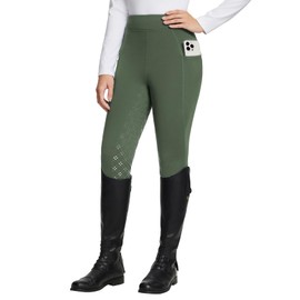 baleaf Women's Winter Riding Breeches Full Seat Fleece Equestrian Horse Riding Pants Pockets Green L