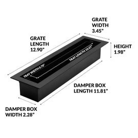 Inte-Grates IGFPD212-BLK Flush Floor Matching Vent 2x12 Drop-in Plastic Floor Register, Sliding Damper for Airflow Control, Easy DIY Installation, Black