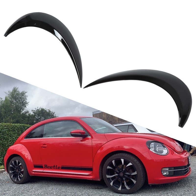 1 Pair Left Right Gloss Black Headlight Eyebrow Cover Trim