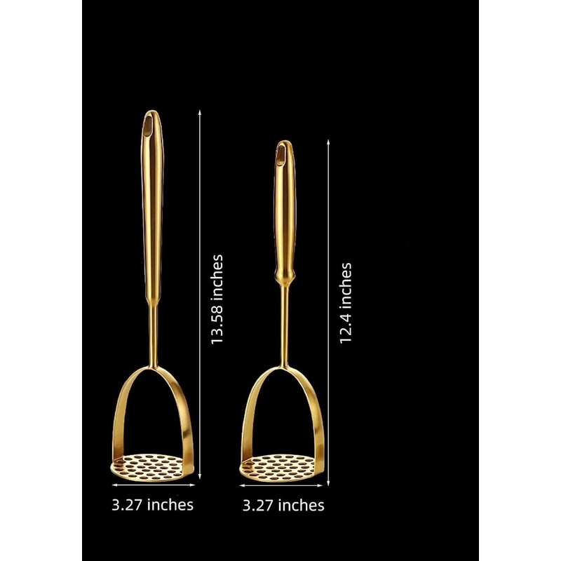 Golden Potato Masher Stainless Steel Heavy Duty Ergonomic Handle for