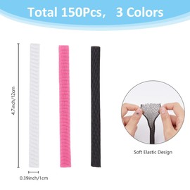 SUPERFINDINGS 150Pcs 3 Colors Makeup Brushes Protector Pen Guard Protector Reusable Expandable Mesh Cover Cosmetic Brush Mesh Protector Stretch Saver Net