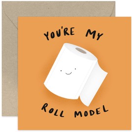 Old English Co. Funny Father's Day Card for Dad - Toilet Humour Roll Model Greeting Card for Friend and Family - Funny Birthday Card for Dad, Brother, Son, Him | Blank Inside with Envelope