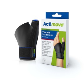 Actimove Sports Edition Thumb Stabilizer Wrist Brace, Extra Stays | Thumb Splint for Trigger Finger, Arthritis Pain, Sprain & Carpal Tunnel Support, Black, Small/Medium