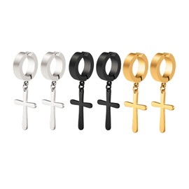 Non-Piercing 4-5 Pairs Stainless Steel Clip-On Earrings No Pierced Earrings Hoop Earrings Boys Huggie Earrings Set, Stainless Steel, Metal