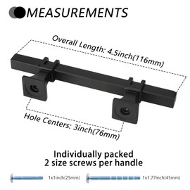 homdiy 10 Pack Black Cabinet Pulls Black Cabinet Handles 3inch Hole Centers Black Drawer Pulls Black Kitchen Cabinet Door Handles Square Bar Drawer Handles Stainless Steel Modern Pulls