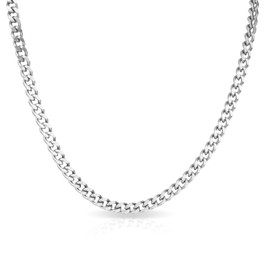 Mikovivi 5mm Miami Cuban Link Chain, Cool Silver Steel Titanium Necklace Sturdy Non-Fading Neck Chains Accessories Jewelry for Hip Hop Men Women