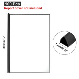 PATIKIL 100Pcs Binding Bars, 10mm Binding Bars Slide Grip 70 Sheets Capacity A4 Size Report Binder Triangle Presentation Binder for Report Cover Resume, Black