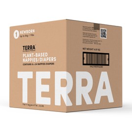 Terra Size 1 Newborn Diapers: 85% Plant-Based Diapers, Ultra-Soft & Chemical-Free for Sensitive Skin, Superior Absorbency for Day or Nighttime Diapers, Designed for Newborns up to 11 Pounds, 192 Count