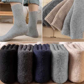 MOSOTECH 5 Pairs Warm Wool Socks for Men, Size 7-12, Thick Thermal Socks Cozy Boot Socks for Cold Winter