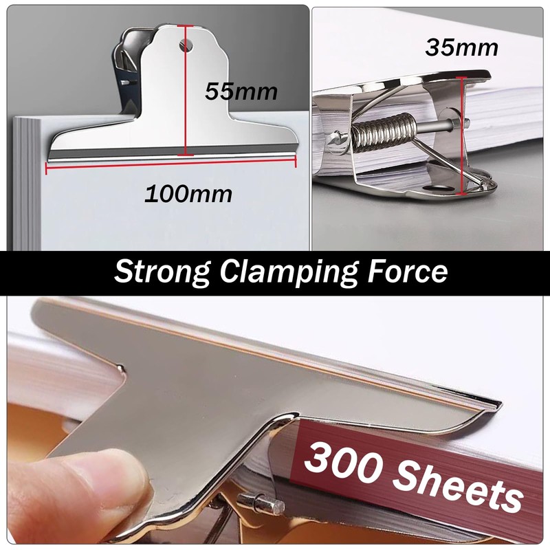 ZHYOPING Large Silver Bulldog Clips – 15 Pack 100mm Metal