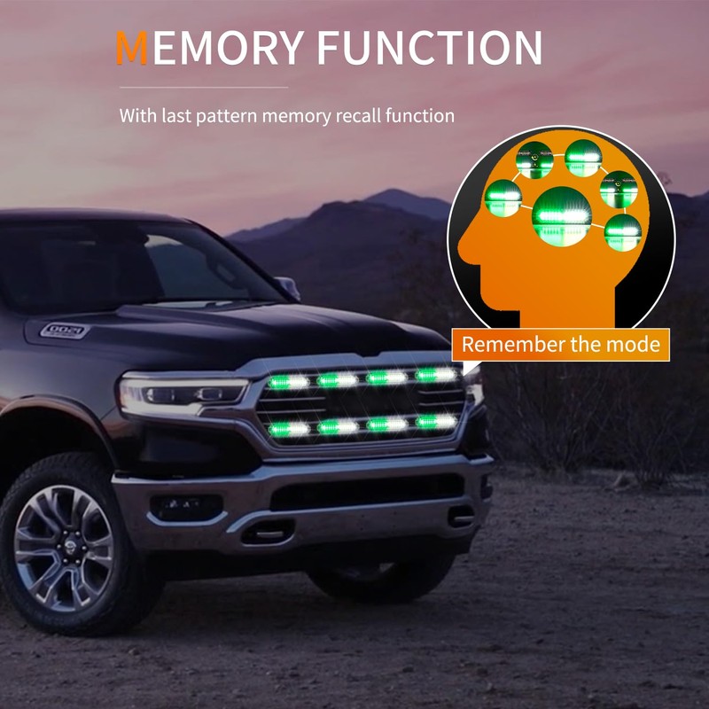 Nilight 8PCS Led Strobe lights 12LED Green white Emergency Light