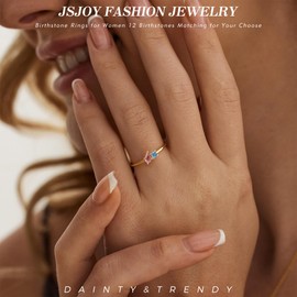 JSJOY Dainty Sapphire Birthstone Rings for Women Gold Wedding Rings for Her Non Tarnish Friendship Gifts for Women Anniversary Valentine's Gifts for Girlfriend