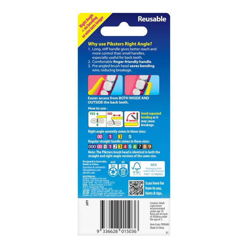 Piksters Right Angle Interdental Brush Extra Tight Gaps 6 Pack