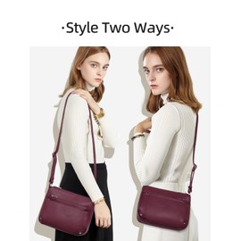 WESTBRONCO Crossbody Bags for Women, Medium Size Shoulder Handbags, Satchel Purse with Multi Zipper Pocket Wine Red