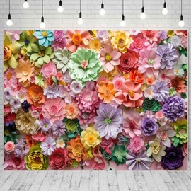 10x8ft Flower Wall Backdrop Blooming Flower Floral Photography Background for Wedding Birthday Bridal Shower Party Decorations Fabric Banner Studio Photo Booth Props