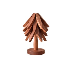 Wooden Trivets for Hot Dishes,Teapot,Bowl,Pot，Sapele Wooden Tree trivets,Trivets for Hot Dishes - 4 Wooden Trivet + 1 Stand