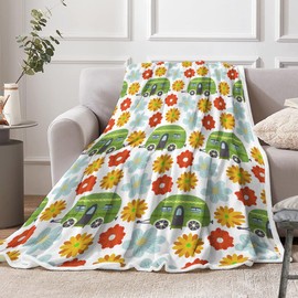 Camper Throw Blanket Campsite Outdoor Camping RV Blankets for Girls Adults Accessories for Travel Trailers Soft Warm Blanket for Sofa Couch Bed Room Travel Decor, 50X60IN