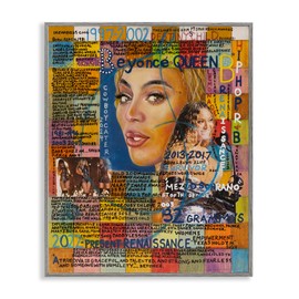 Stupell Industries Beyonce Musician Collage Framed Giclee Wall Art Design by Sabin, Gray Framed, 24 x 30