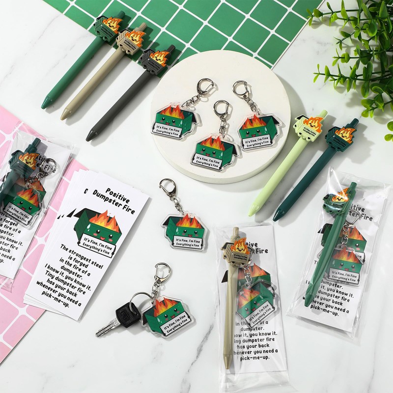 Sayglossy 10 Sets Dumpster Fire Pen Gifts for Coworker Positive