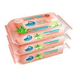 Glider Face Wipes Enriched with Aloe Vera , Cucumber & Vitamin E | All Types Skin Friendly & pH Balanced | Alcohol & Paraben Free | Moisturizes , Refreshes & Soothes Skin | 25 Wipes (Pack of 3) 75 Wipes