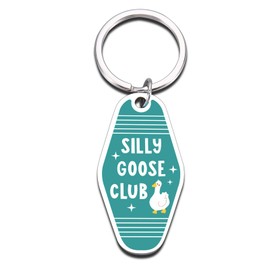 Funny Keychain, Silly Goose Club Keychain, Silly Christmas White Elephant Gifts for Teens Novelty Keychains Gag Gifts for Teens Girls Christmas Goose Cool Gifts Cute Stuff Silly Gifts for Adults