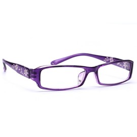 Women's Ladies Slim Reading glasse Original Retro Vintage +0.50 +0.75 +1.0 +1.5 +2.0 +2.5 +3.5 +4.00 Flower Design Vintage (+0.5, Purple)