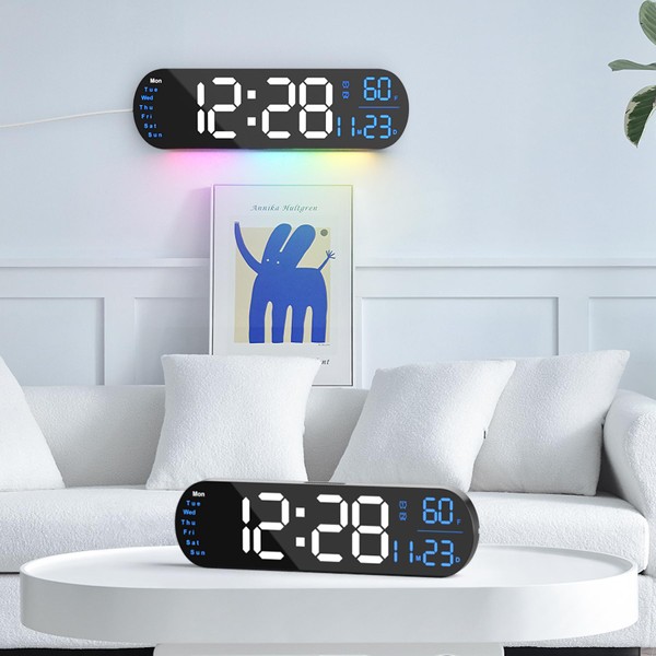 Large Digital Wall Clock with Remote Control 13.7’’, Auto Brightness,