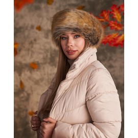 Futrzane Classic Headband - Faux Fur Headbands for Women - Furry Band for Winter - Size M (Ginger Classic)