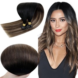 RUNATURE U Tip Hair Extensions Human Hair Balayage U Tip Keratin Hair Extensions Natural Black Ombre Brown to Blonde U Tips Remy Hair Extensions Human Hair 18 Inch 50g 50 Strands