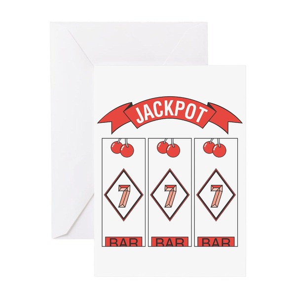 CafePress Jackpot 777 (Red) Folded Greeting Card Glossy