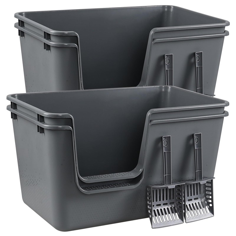 Taysisiter Large Open Top Cat Litter Pan with High Side,