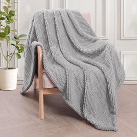 Whale Flotilla Soft and Warm Flannel Blanket 150 x 200 cm Light Grey