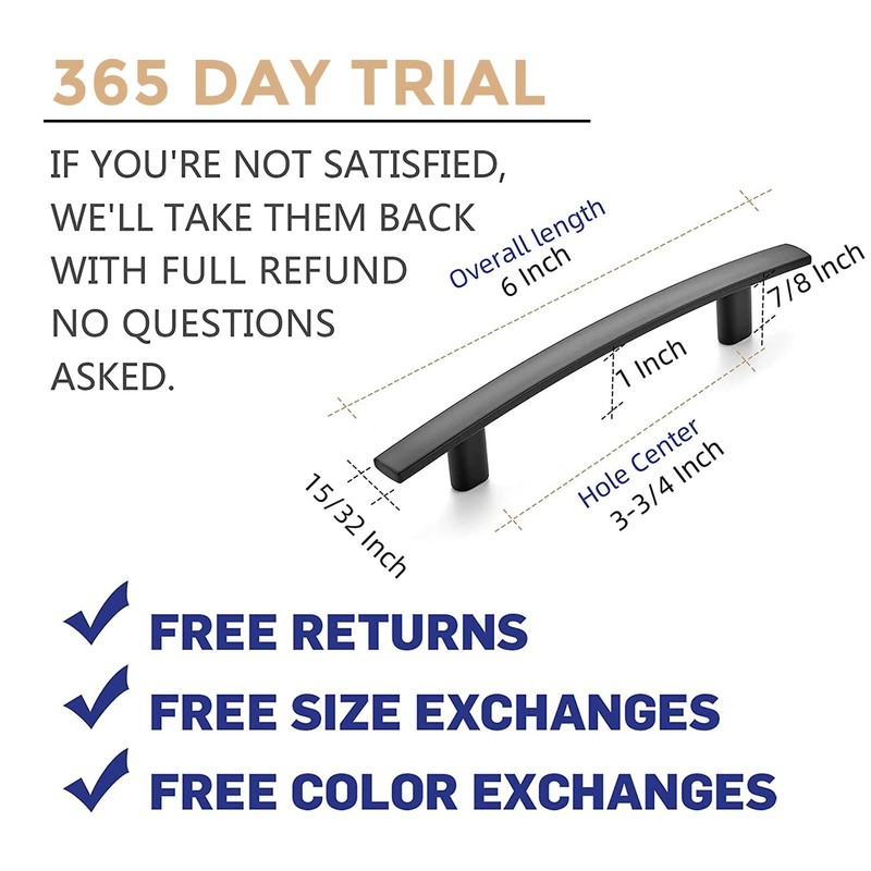 Ravinte 30 Pack | 6'' Curved Cabinet Pulls Matte Black