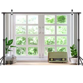 LYWYGG 8x6FT Video Conference Photography Backdrop Outdoor Scenery Backdrop Home Office Background Home Decoration Indoor Live Background Window backdrop CP-310-0806