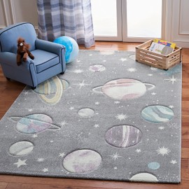 SAFAVIEH Carousel Kids Collection Accent Rug - 4' x 6', Grey & Lavender, Non-Shedding & Easy Care, Ideal for High Traffic Areas for Boys & Girls in Playroom, Nursery, Bedroom (CRK103F)