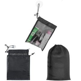 Waterproof Multifunctional Toiletry Shower Bag for Gym,Shower Bag Tote, Mesh Caddy Toiletry Organizer, Compact and Lightweight With Suction Cup, Cord for Hanging, Zipper and Drawstring Pouch