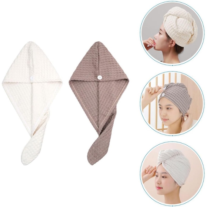 Toalla para Envolver el Cabello de Microfibra superfina 2 Piezas,