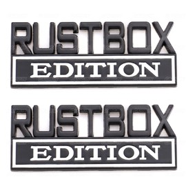 2 Pcs RUSTBOX Edition Emblem Car Side Rear Front Hood Trunk Door Badge 3D Decal Sticker Fit for Car Truck SUV (RUSTBOX, Black White)