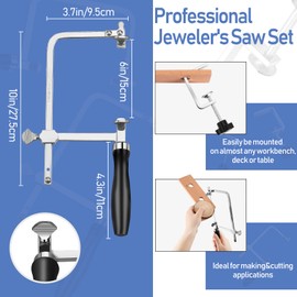 Chumia Jewelers Tools Set Including Jeweler's Saw Frame 144 Blades Third Hand Tweezers Wooden Pin Clamp Multipurpose Needle File Wooden Ring Clamp Ring Sizer Mandrel Measuring Tool Mallet Hammer