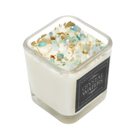 Crystal Waters Candle by New Moon Beginnings - Dried Flower, Herb, & Crystal Candles - Soy Candle - All Natural Aromatherapy Candle - 7.5 oz Glass Jar