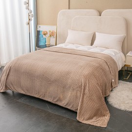 GLS Home Luxury Throw Blanket Soft Lightweight cosy sofa throw Leaf Pattern bed Fleece Throws for Couch Bed Travel Sofa Throw Blanket (MINK, Double - 150x200cm)