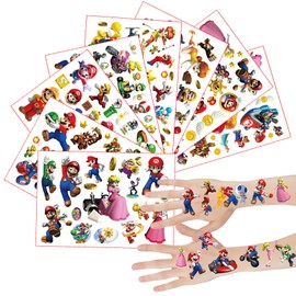 Temporäre Tattoos Kinder, 8 Blätter Tattoos Jungen Mädchen, Tattoo-Aufklebern für spielcharaktere, Geeignet als Geschenkdekoration für Geburtstagsfeiern für Jungen und Mädchen