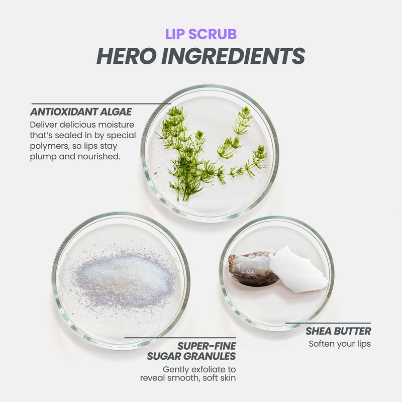 Wonderskin 3-in-1 Lip Scrub Exfoliator & Moisturizer, Lip Exfoliator Scrub,