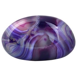 TUMBEELLUWA Irregular Polished Crystal Palm Stone for Therapy Energy Tumbled Pocket Worry Stone for Healing, Dyed Purple Agate